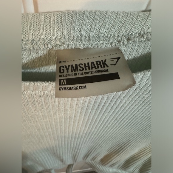 Gymshark Mint Green Cropped Ribbed Long Sleeve Drawstring Top - Picture 6 of 7